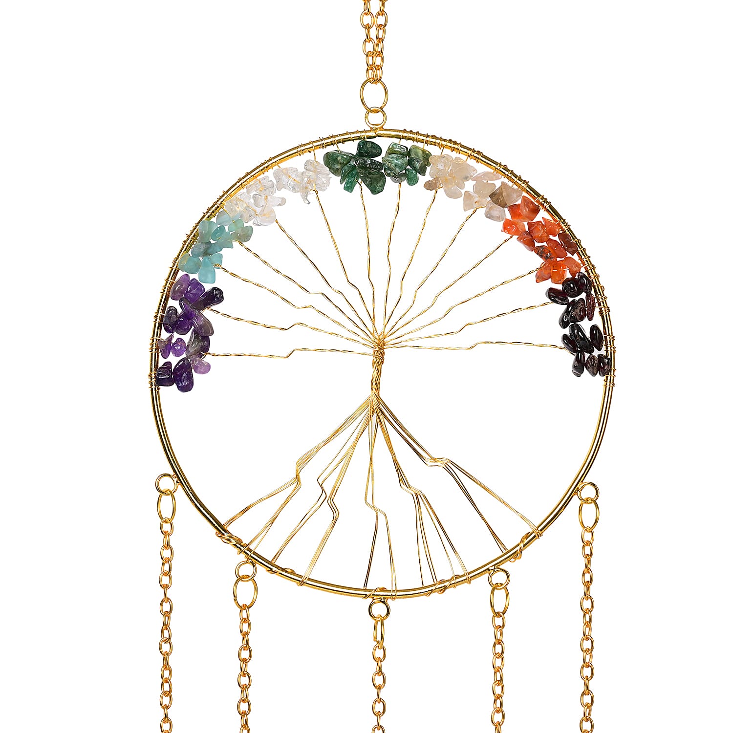 Livmore Gemstone Tree of Life Sun Catcher Wall Hanging (35 to 40cm) - Multi Colour