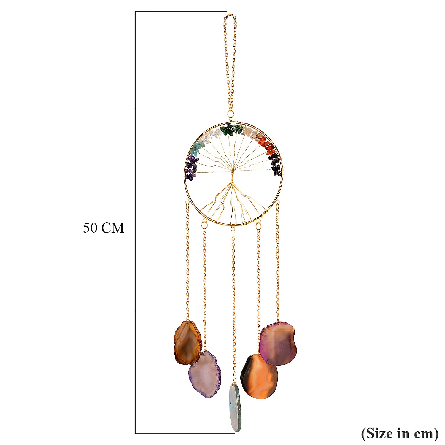 Livmore Gemstone Tree of Life Sun Catcher Wall Hanging (35 to 40cm) - Multi Colour