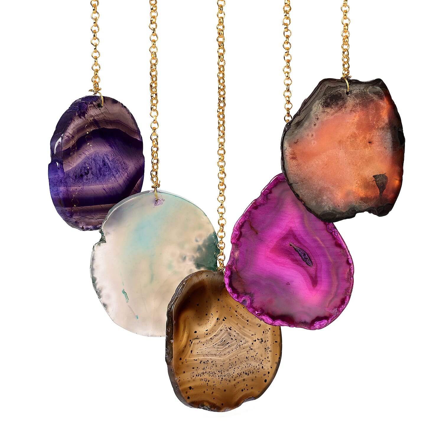 Livmore Gemstone Tree of Life - Agate Stone Heart Hanging (35 to 40cm) - Multi Colour