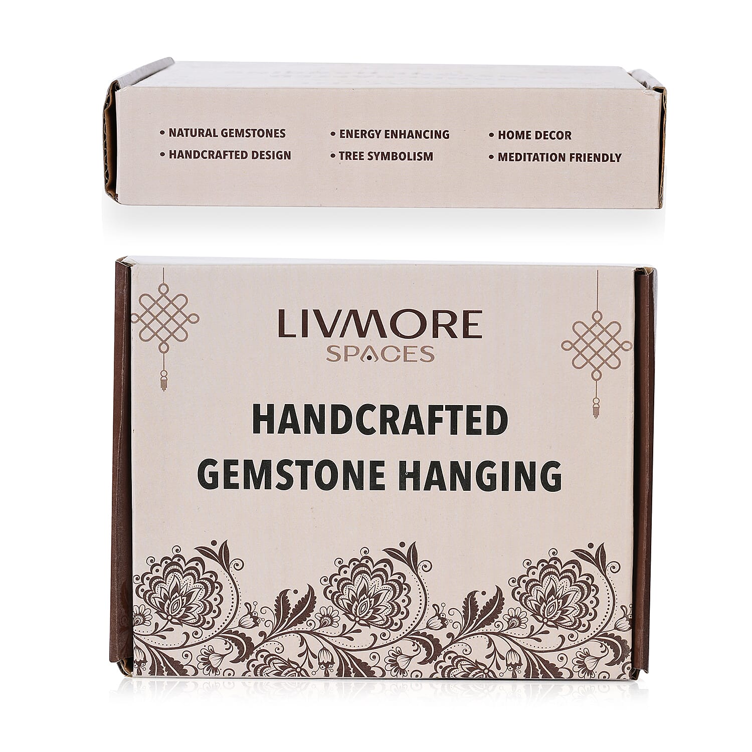 Livmore Gemstone Tree of Life - Agate Stone Moon Hanging (35 to 40cm) - Multi Colour