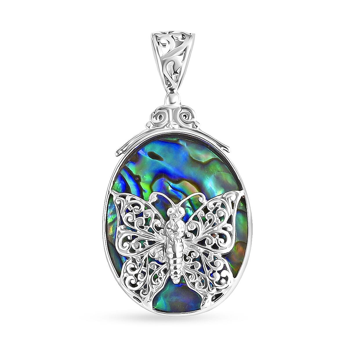Abalone Shell Pendant Sterling Silver, Silver Wt. 4.34 Gms.