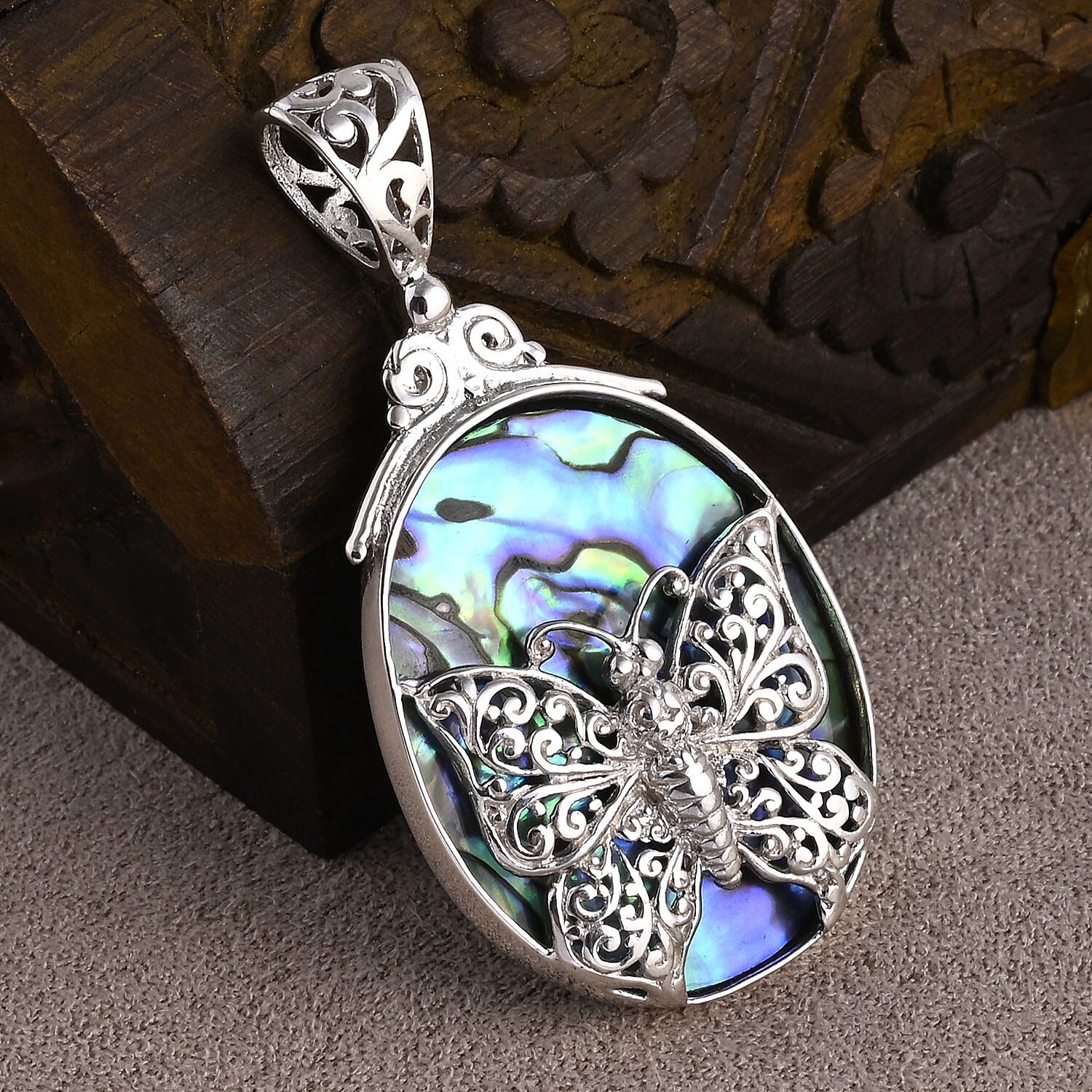 Abalone Shell Pendant Sterling Silver, Silver Wt. 4.34 Gms.