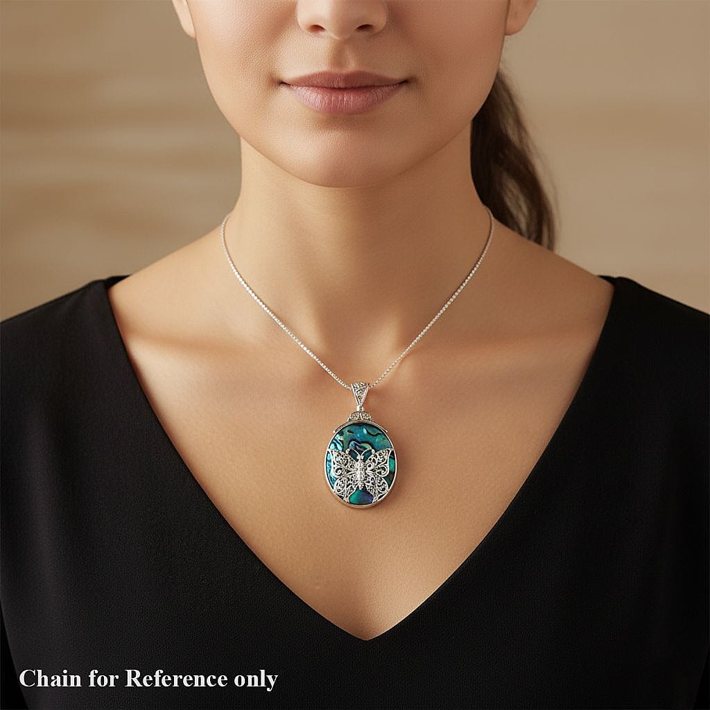 Abalone Shell Pendant Sterling Silver, Silver Wt. 4.34 Gms.