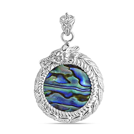 Royal Bali Collection - D'Joy Abalone Shell Solitaire Pendant in Sterling Silver, Silver Wt. 10.10 Gms.