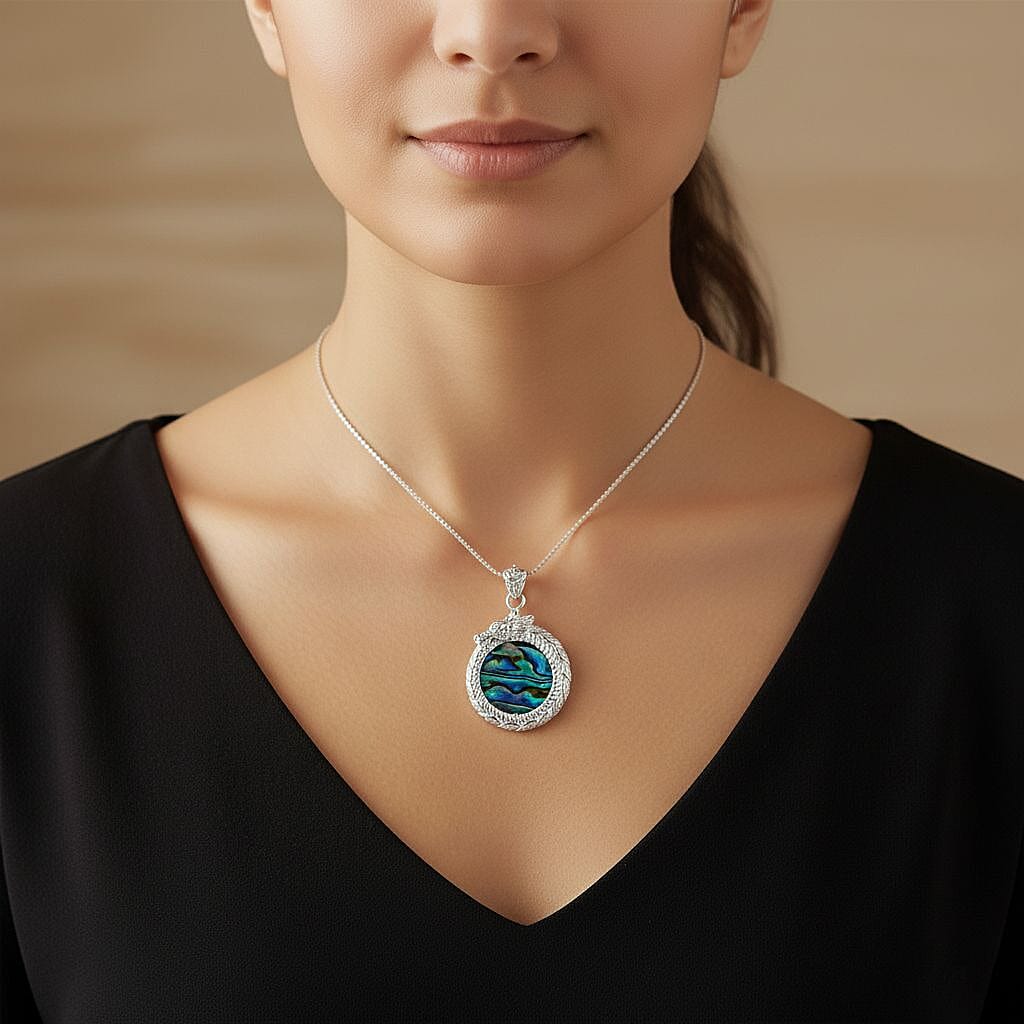 D'Joy Abalone Shell Pendant Sterling Silver, Silver Wt. 10.10 Gms.