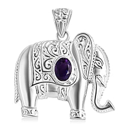 Bali Legacy Red Garnet Elephant Pendant Sterling Silver, Silver Wt. 5.90 Gms.
