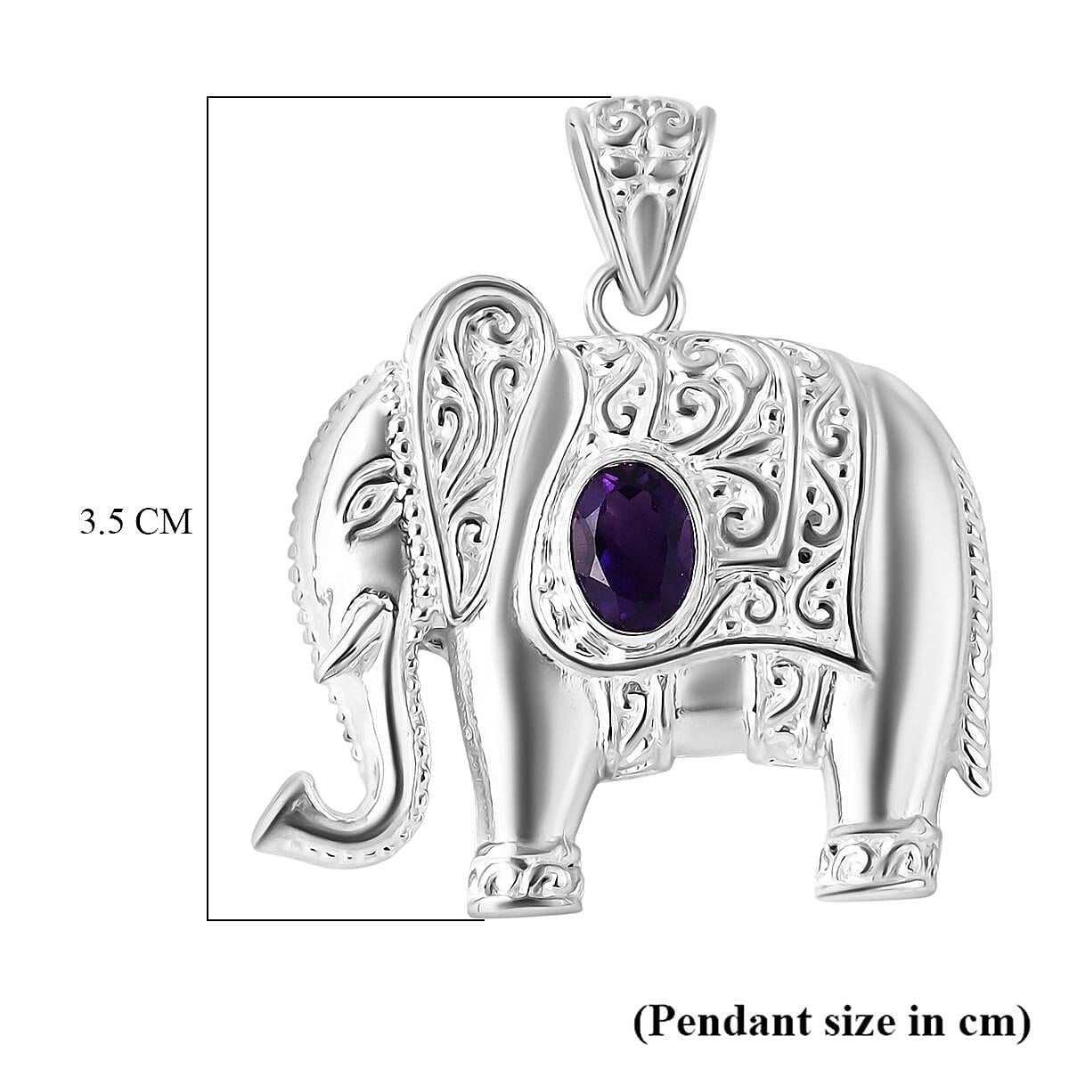 Bali Legacy African Amethyst Elephant Pendant Sterling Silver, Silver Wt. 6.27 Gms.
