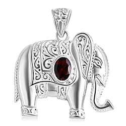 Bali Legacy Red Garnet Elephant Pendant Sterling Silver, Silver Wt. 5.90 Gms.