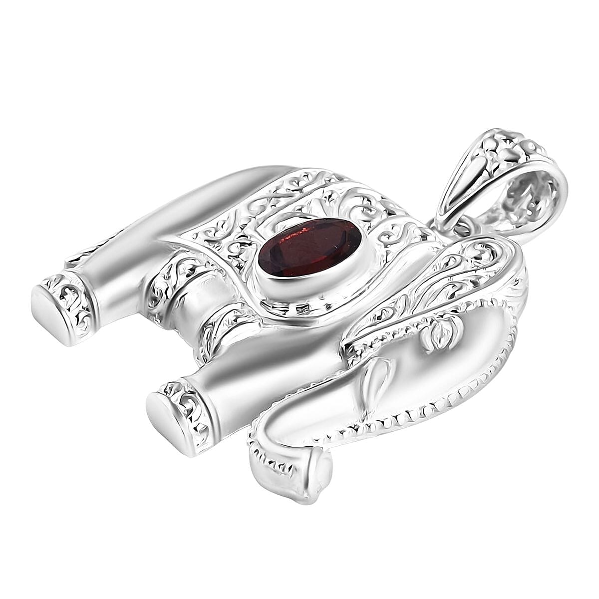 Bali Legacy Red Garnet Elephant Pendant Sterling Silver, Silver Wt. 5.90 Gms.