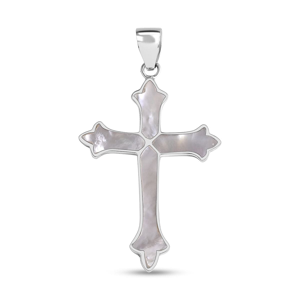D'Joy Mother Of Pearl Cross Pendant Sterling Silver