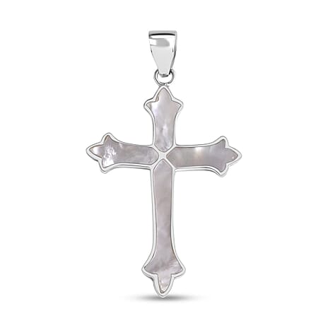 D'Joy Mother Of Pearl Cross Pendant Sterling Silver