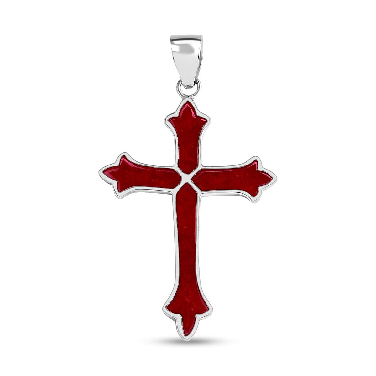 D'Joy Coral Cross Pendant Sterling Silver