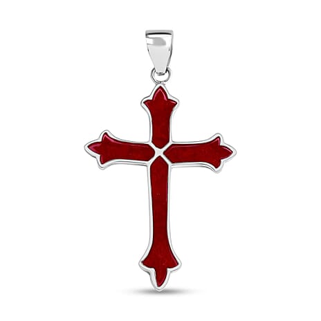 D'Joy Coral Cross Pendant Sterling Silver