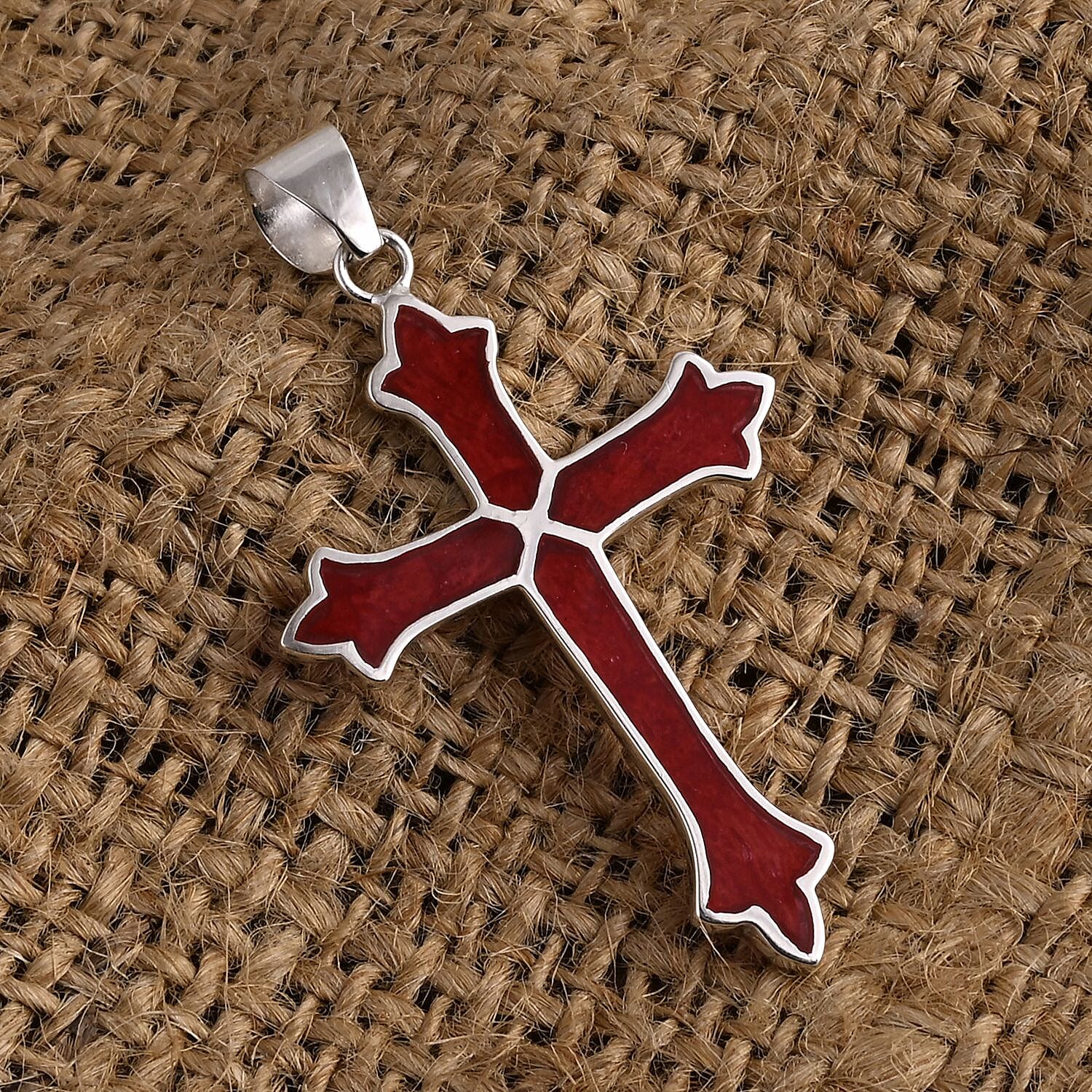 D'Joy Coral Cross Pendant Sterling Silver