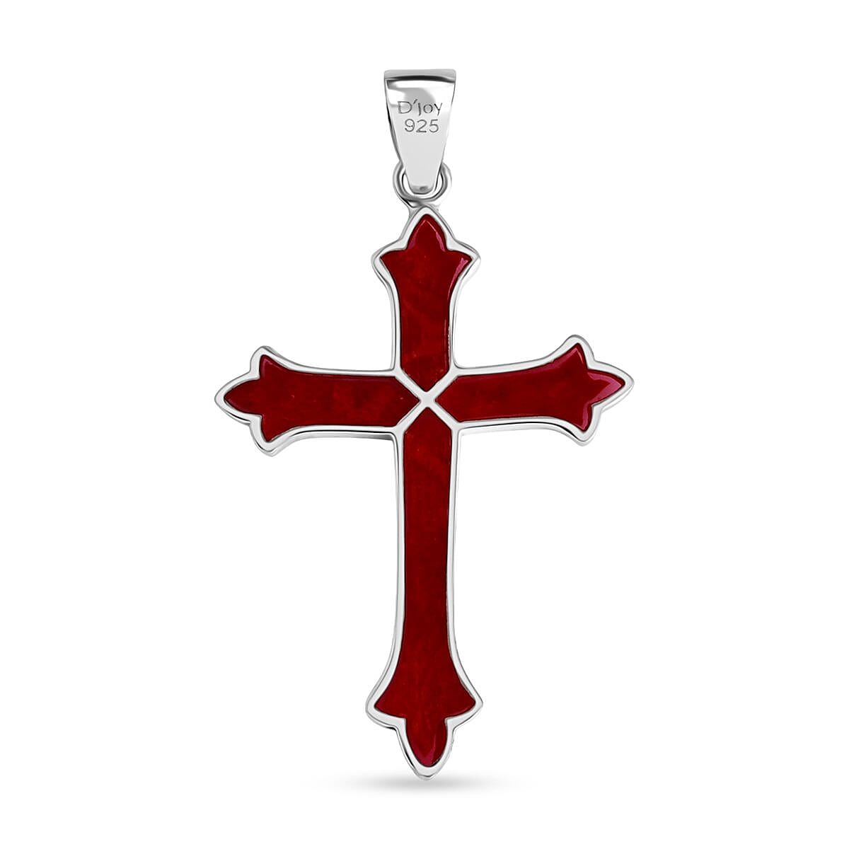 D'Joy Coral Cross Pendant Sterling Silver