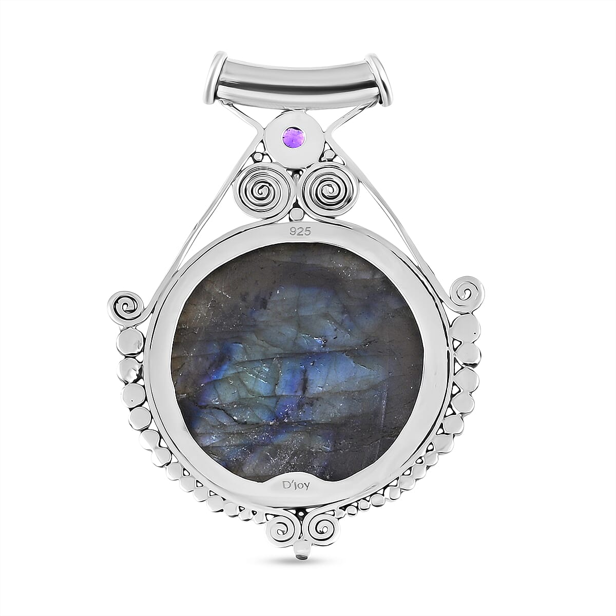 D'Joy Labradorite, African Amethyst Pendant Sterling Silver, Silver Wt.25.6 Gms  118.360  Ct.