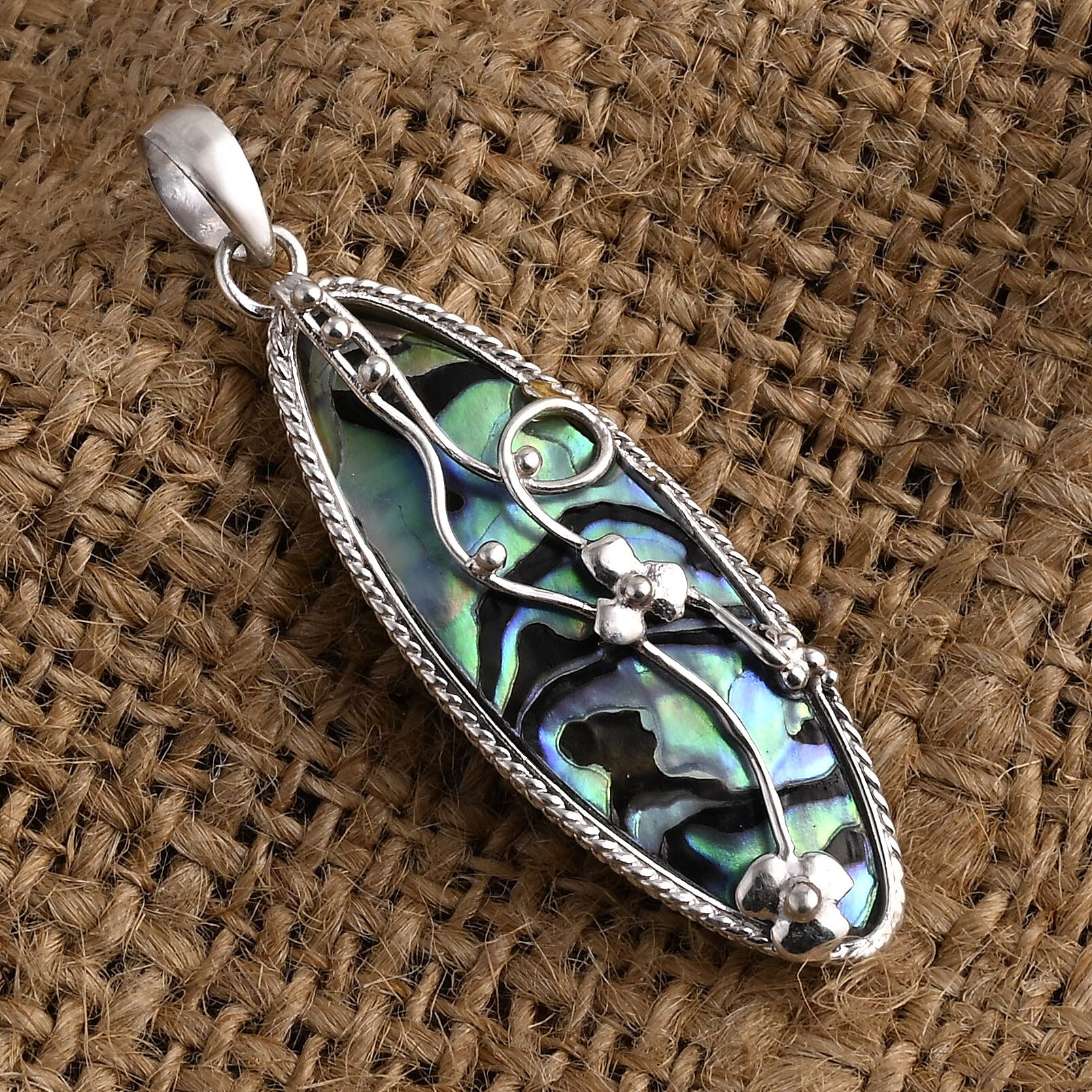 Abalone Shell Pendant Sterling Silver, Silver Wt. 3.99 Gms.