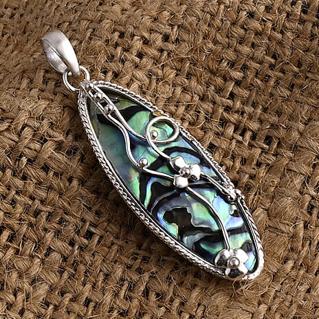 Abalone Shell Pendant Sterling Silver, Silver Wt. 3.99 Gms.