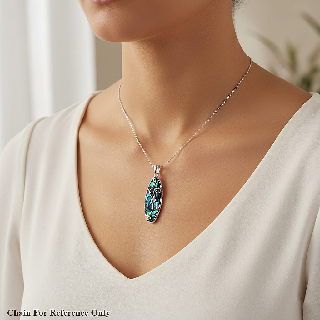 Abalone Shell Pendant Sterling Silver, Silver Wt. 3.99 Gms.