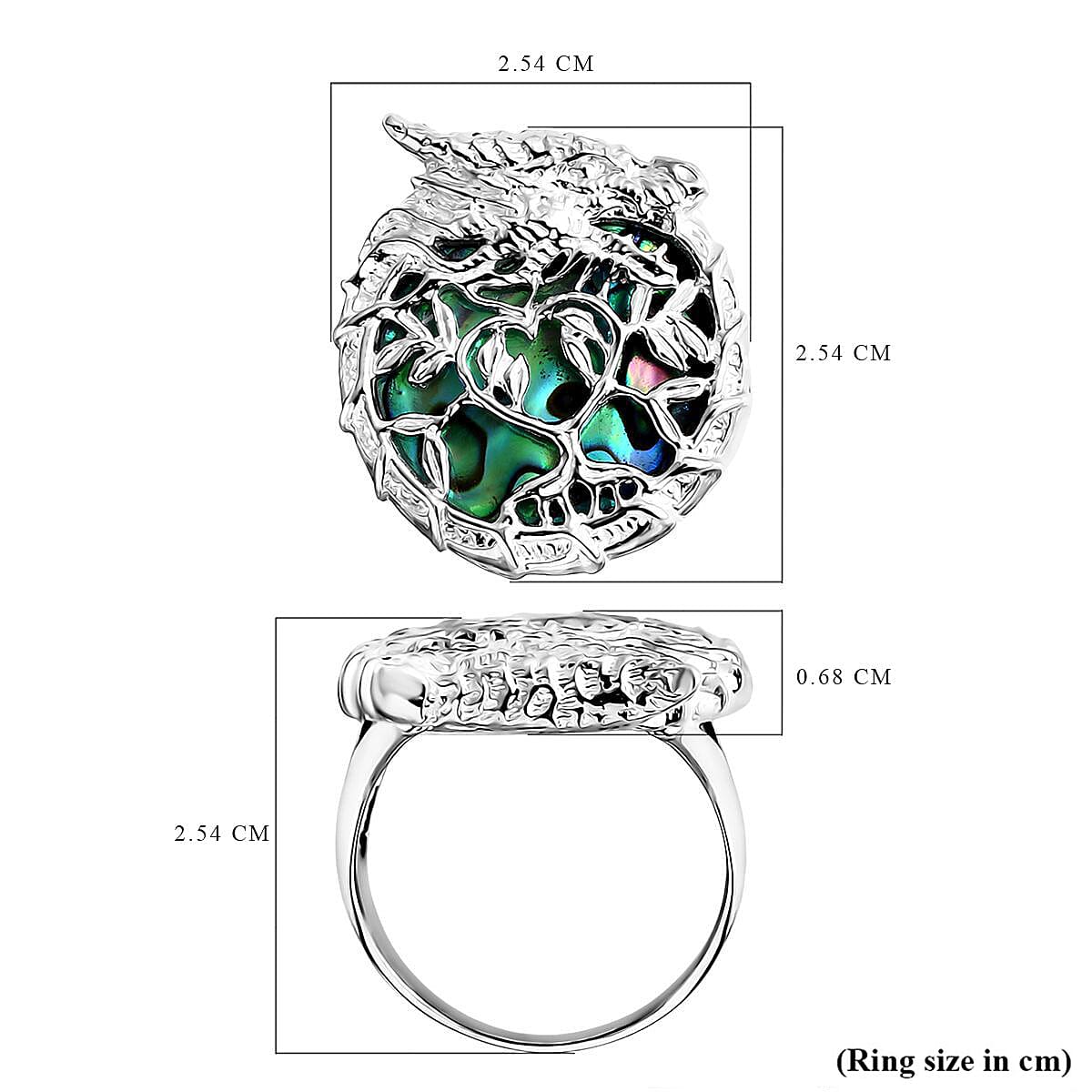 D'Joy Abalone Shell Ring Sterling Silver, Silver Wt.6.8 Gms  4.970  Ct.