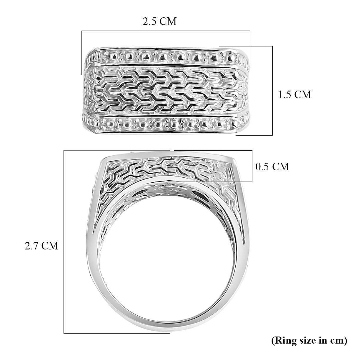 D'Joy Sterling Silver Rectangular Signet Ring, Silver Wt. 10.00 Gms.