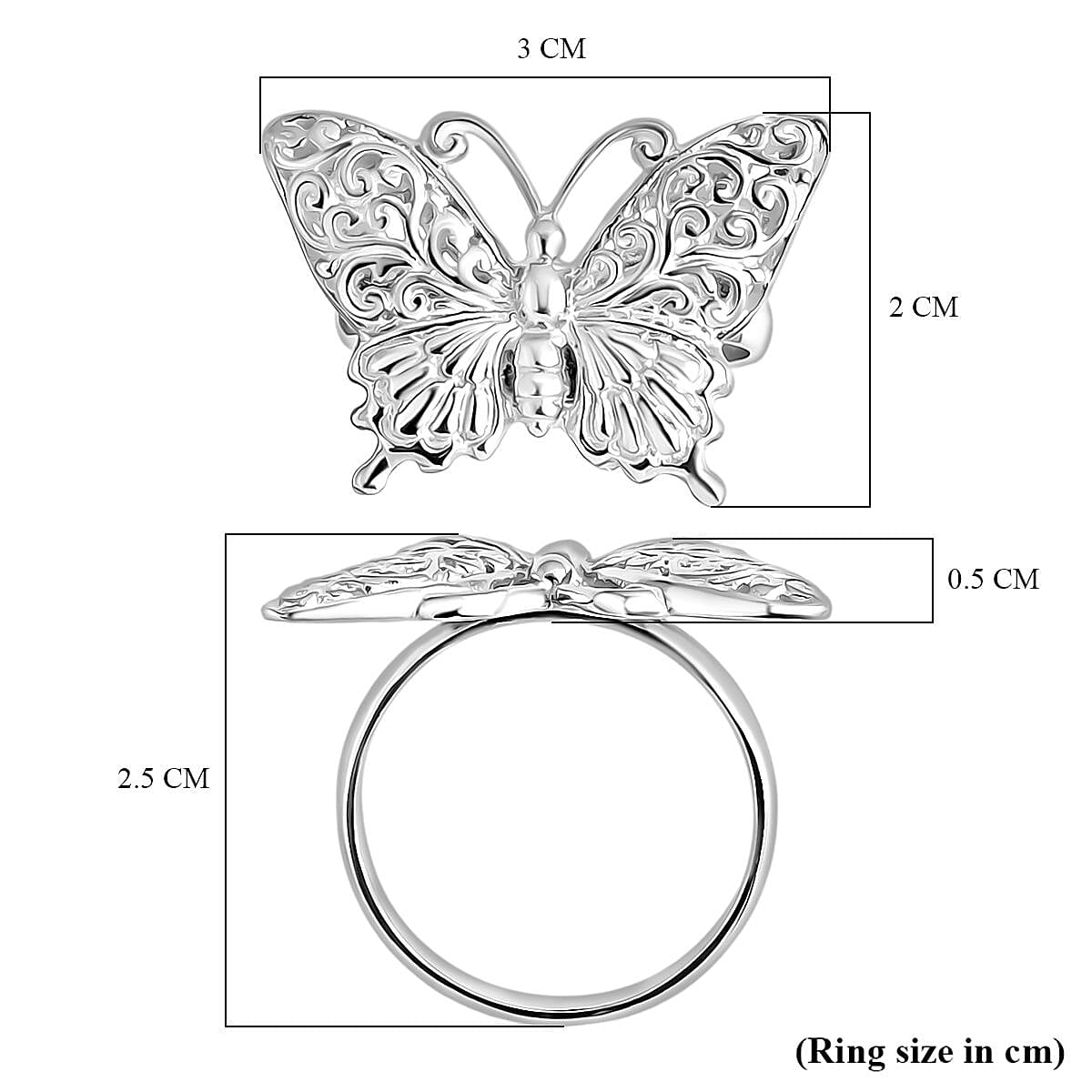 D'Joy Sterling Silver Butterfly Ring, Silver Wt. 5.60 Gms.