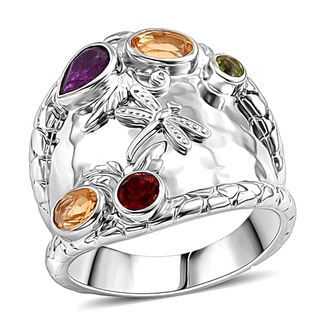 Royal Bali Collection - D'Joy Sterling Silver Multi-Gemstone Ring 1.70 Ct