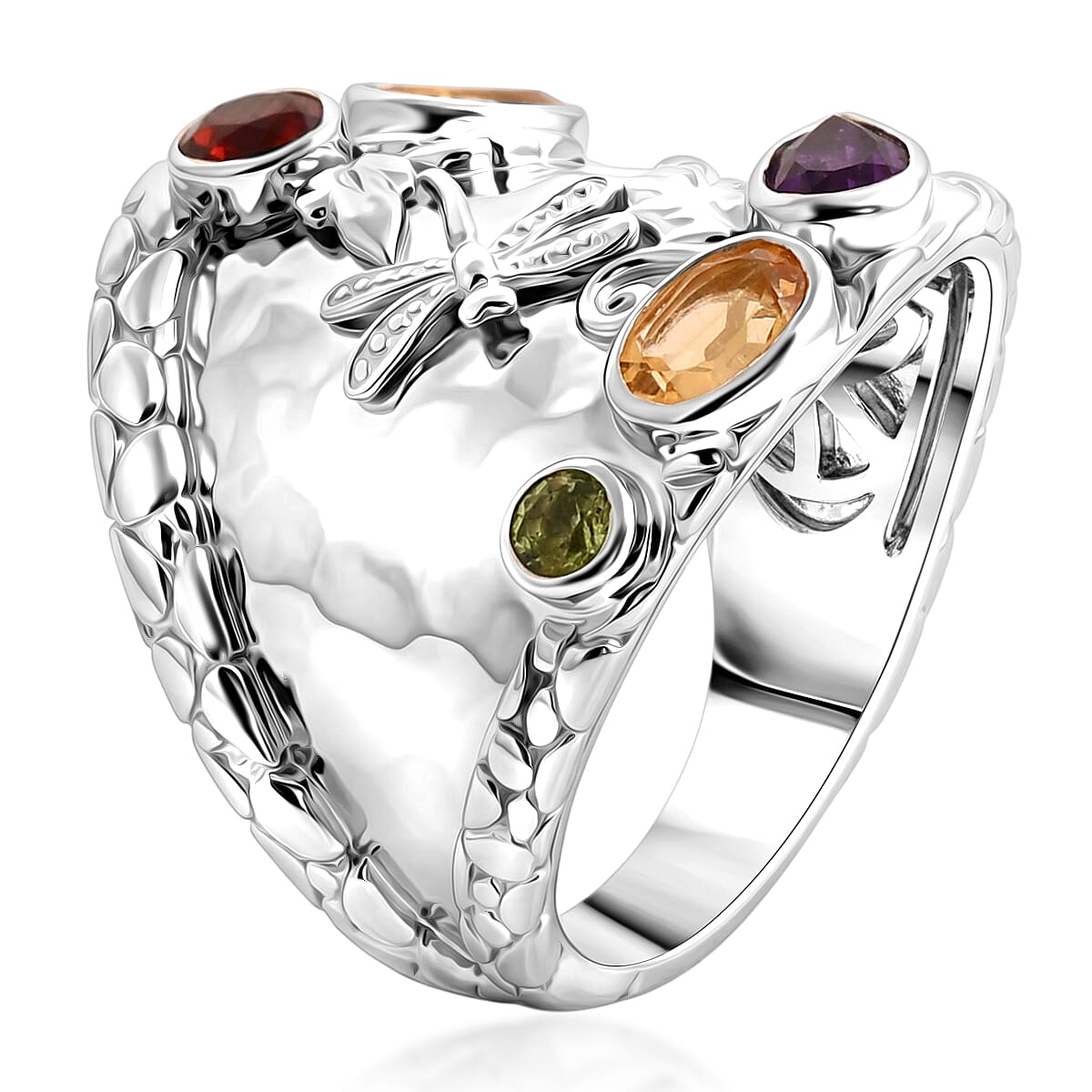 Royal Bali Collection - D'Joy Sterling Silver Multi-Gemstone Ring 1.70 Ct