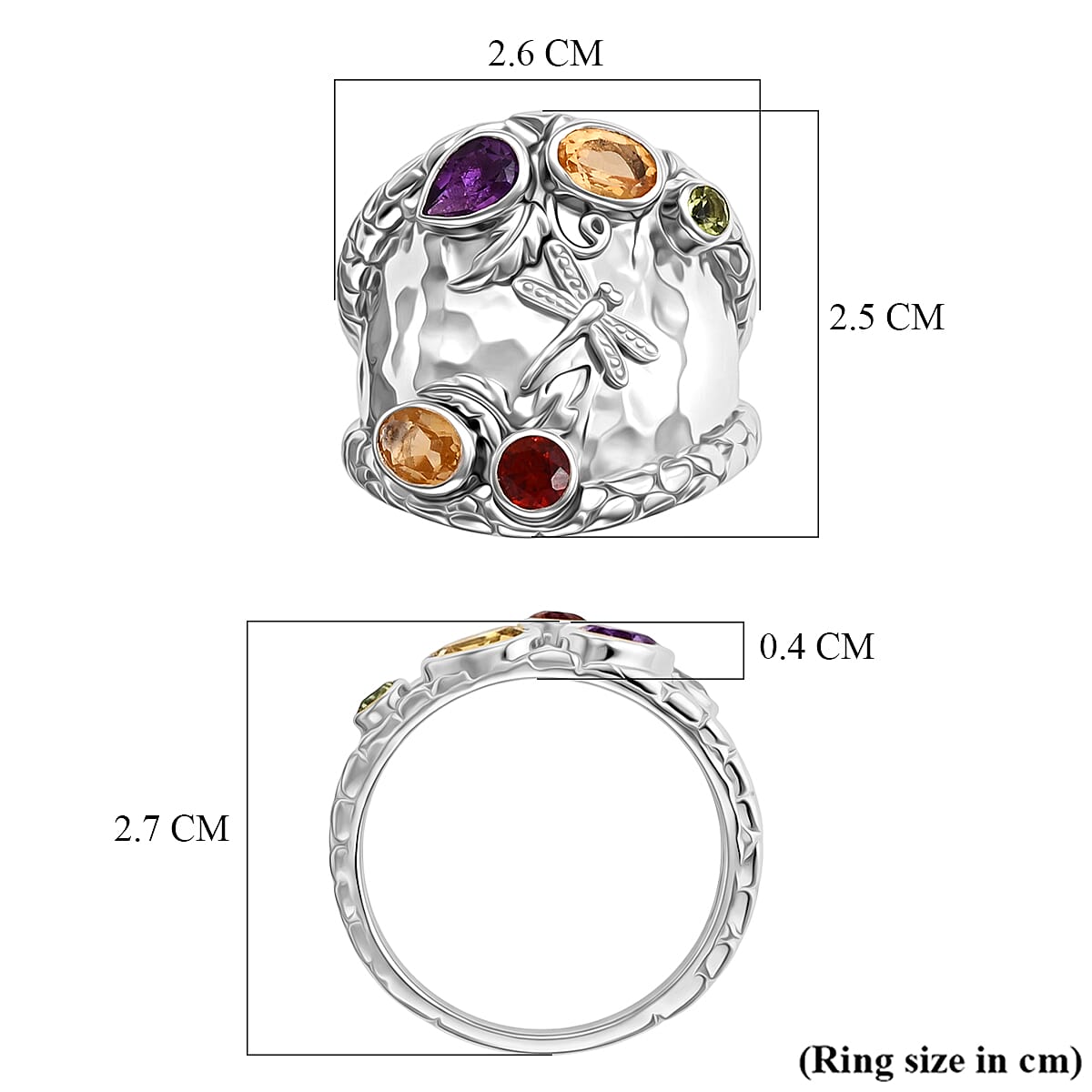 Royal Bali Collection - D'Joy Sterling Silver Multi-Gemstone Ring 1.70 Ct
