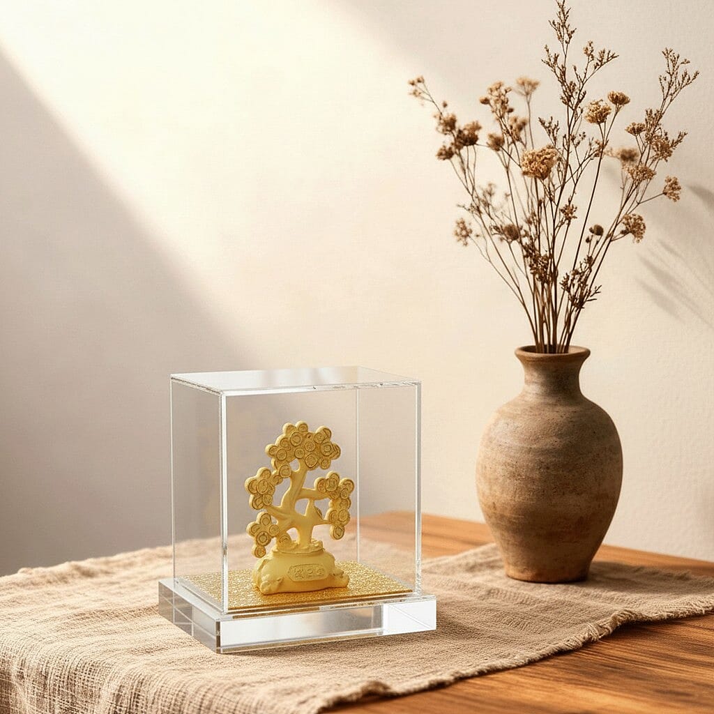 24K Yellow Gold Money Tree Collectible Symbolising Wealth & Good Fortune Ornaments