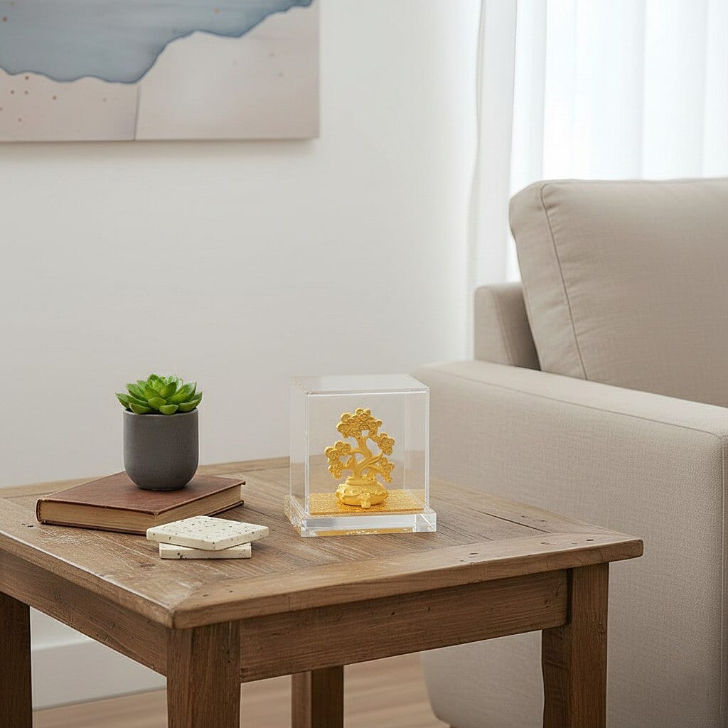 24K Yellow Gold Money Tree Collectible Symbolising Wealth & Good Fortune Ornaments