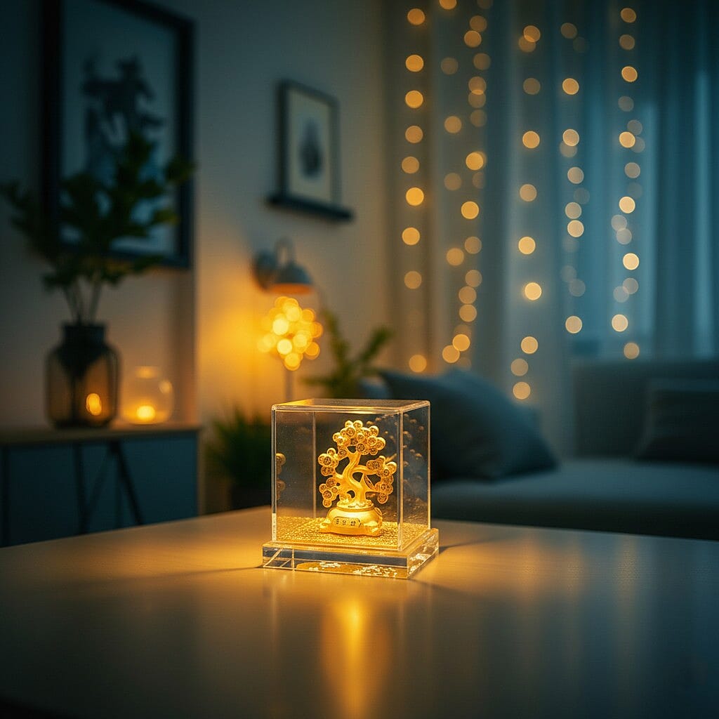 24K Yellow Gold Money Tree Collectible Symbolising Wealth & Good Fortune Ornaments