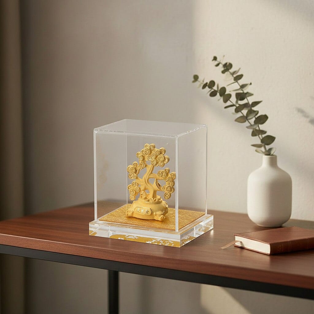 24K Yellow Gold Money Tree Collectible Symbolising Wealth & Good Fortune Ornaments