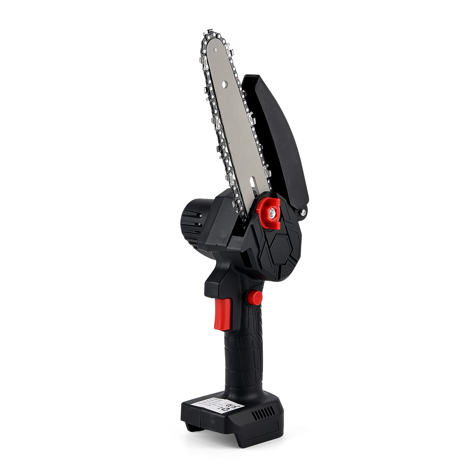 Livmore Handheld Cordless Chainsaw, 2x Batteries, 2x 6-inch chains - 20,000 RPM motor and 180W power - Black