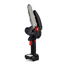 Livmore Handheld Cordless Chainsaw, 2x Extra Batteries, 2x 6-inch chains - 20,000 RPM motor and 180W power - Red