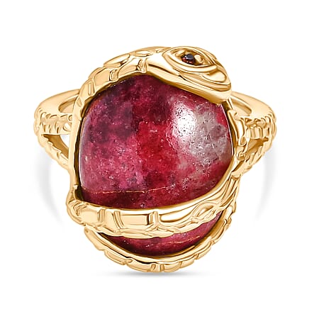 EverTrue Thulite & Red Garnet Living Creature Ring in Yellow Gold Tone 15.75 Ct.