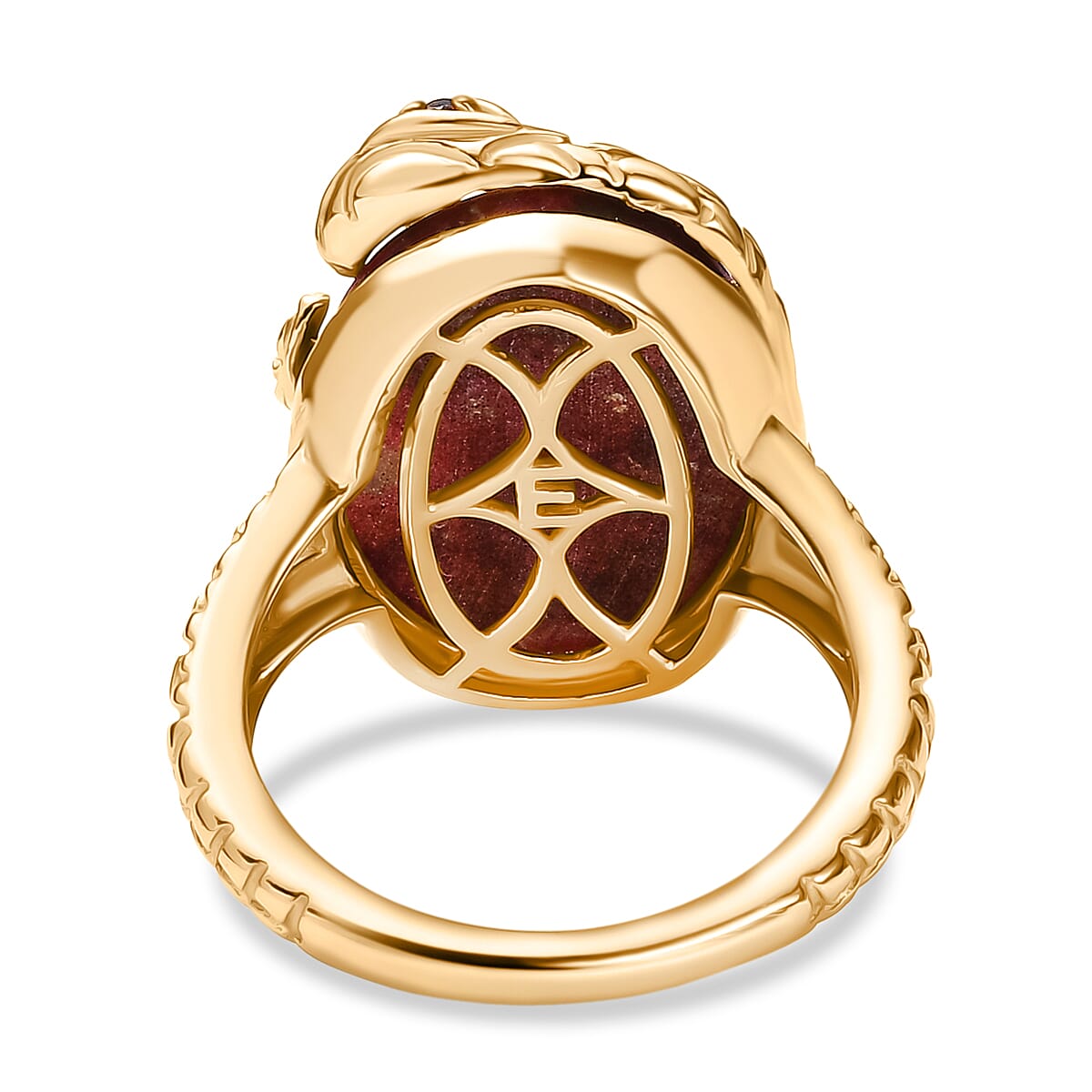 EverTrue Thulite & Red Garnet Living Creature Ring in Yellow Gold Tone 15.75 Ct.