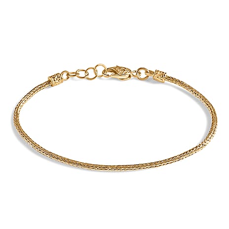 D'Joy Royal Bali Collection - 22K Vermeil Yellow Gold Plated in Sterling Silver Tulang Naga Bracelet (Size 7 - 0.5 Ext), Silver Wt.
