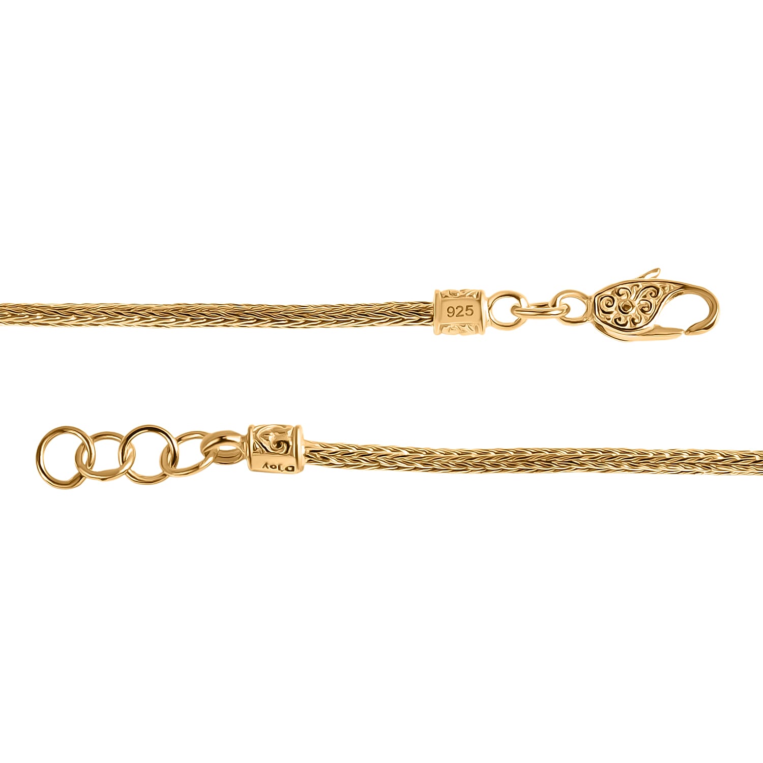 D'Joy Royal Bali Collection - 22K Vermeil Yellow Gold Plated in Sterling Silver Tulang Naga Bracelet (Size 7 - 0.5 Ext), Silver Wt.