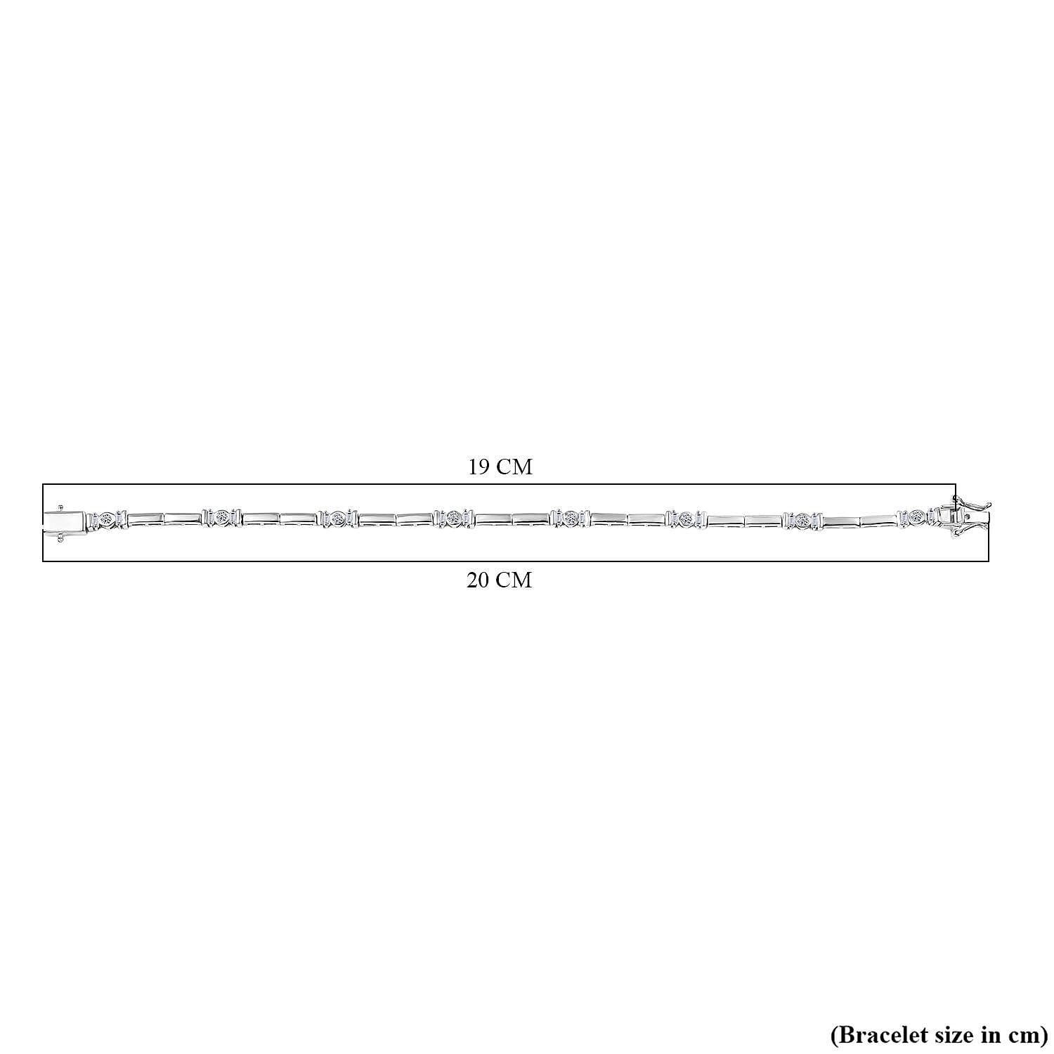 Luxuriant Lab Grown Diamond (SI-GH) Tennis Bracelet 1 Row (Size 7.5) with GB Lock Box in Rhodium Overlay Sterling Silver 1.00 Ct, Silver Wt. 10.03 Gms.