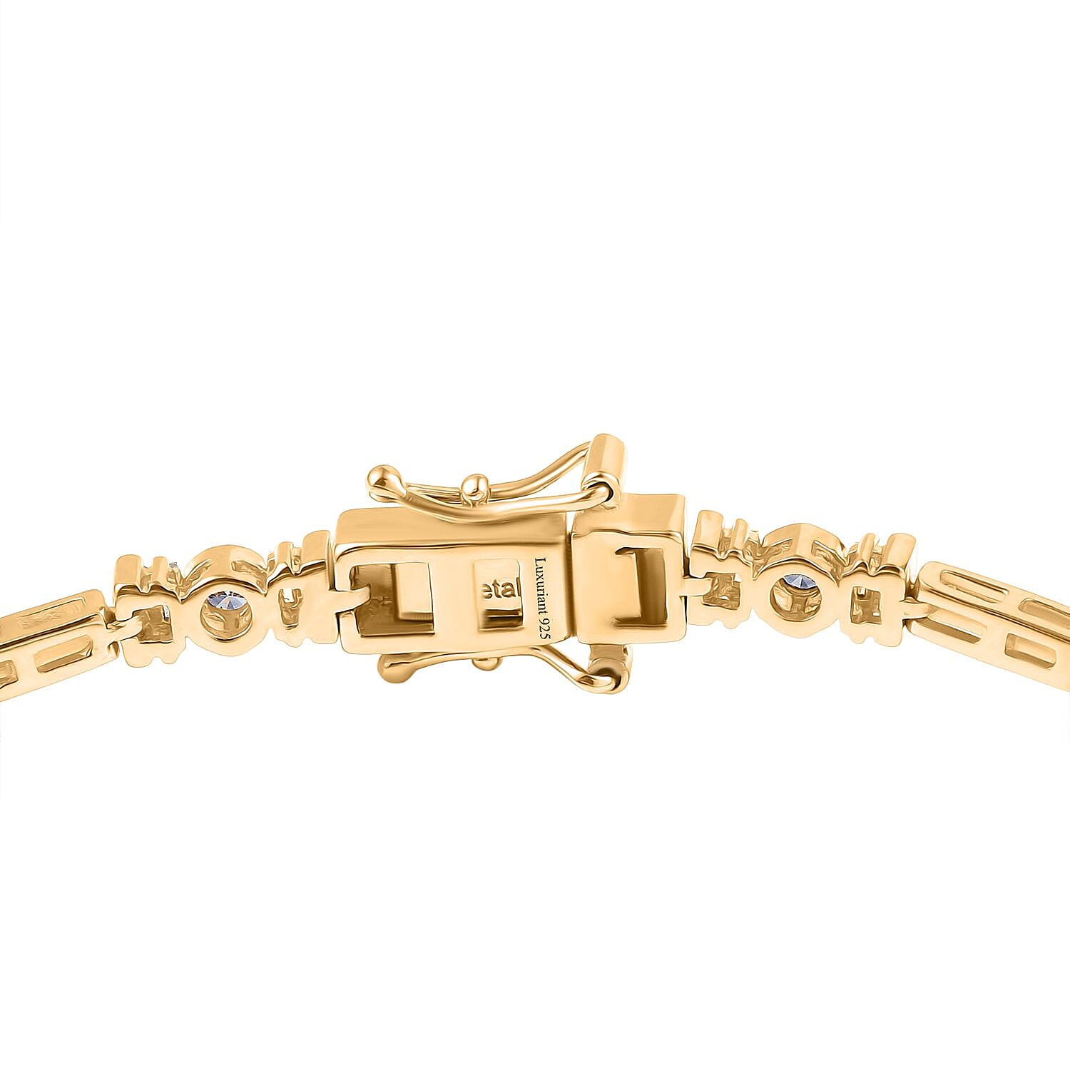 Luxuriant Lab Grown Diamond Tennis Bracelet 1 Row (Size 7.5) with GB Lock Box in 18K Vermeil Yellow Gold Plated Sterling Silver 1.00 Ct, Silver Wt. 10.22 Gms.