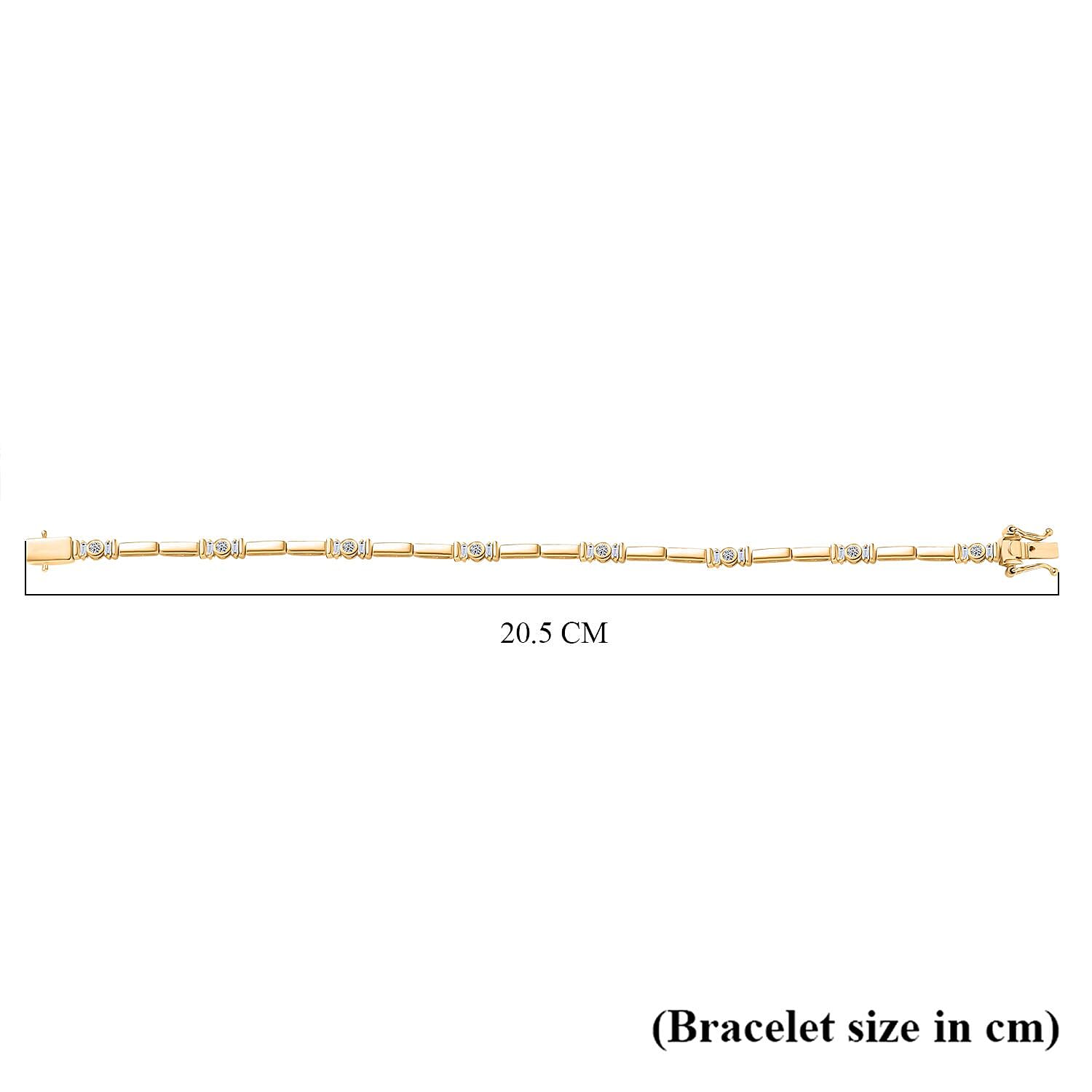 Luxuriant Lab Grown Diamond Tennis Bracelet 1 Row (Size 7.5) with GB Lock Box in 18K Vermeil Yellow Gold Plated Sterling Silver 1.00 Ct, Silver Wt. 10.22 Gms.