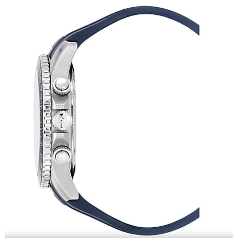 Christophe Duchamp Velocite V2 Swiss Z60 Chronograph 10ATM Mens Watch with Blue Dial and Silicone Strap in Silver Stainless Steel Case