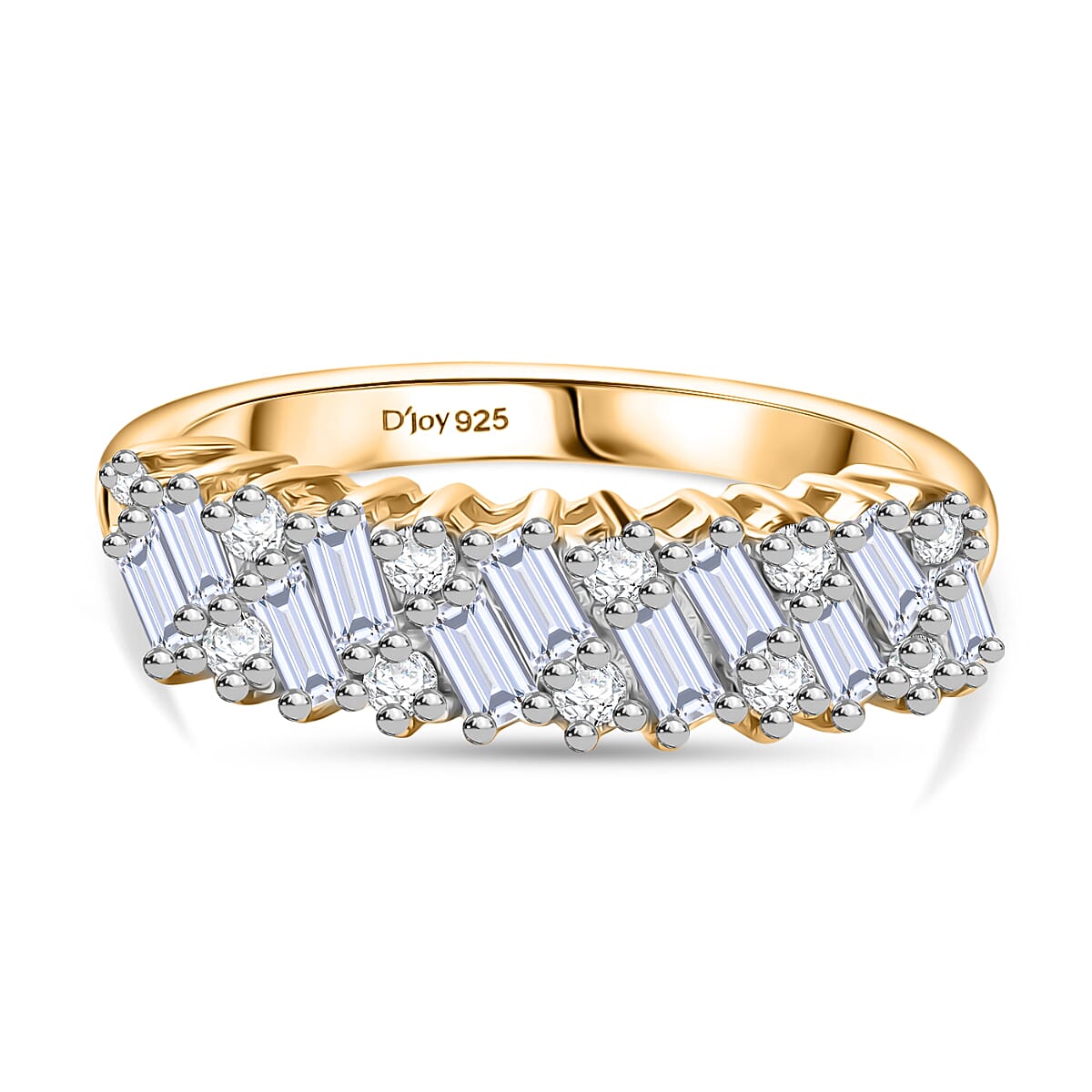 D'Joy Firecracker Moissanite Ring in 14K Yellow Gold Plated Sterling Silver