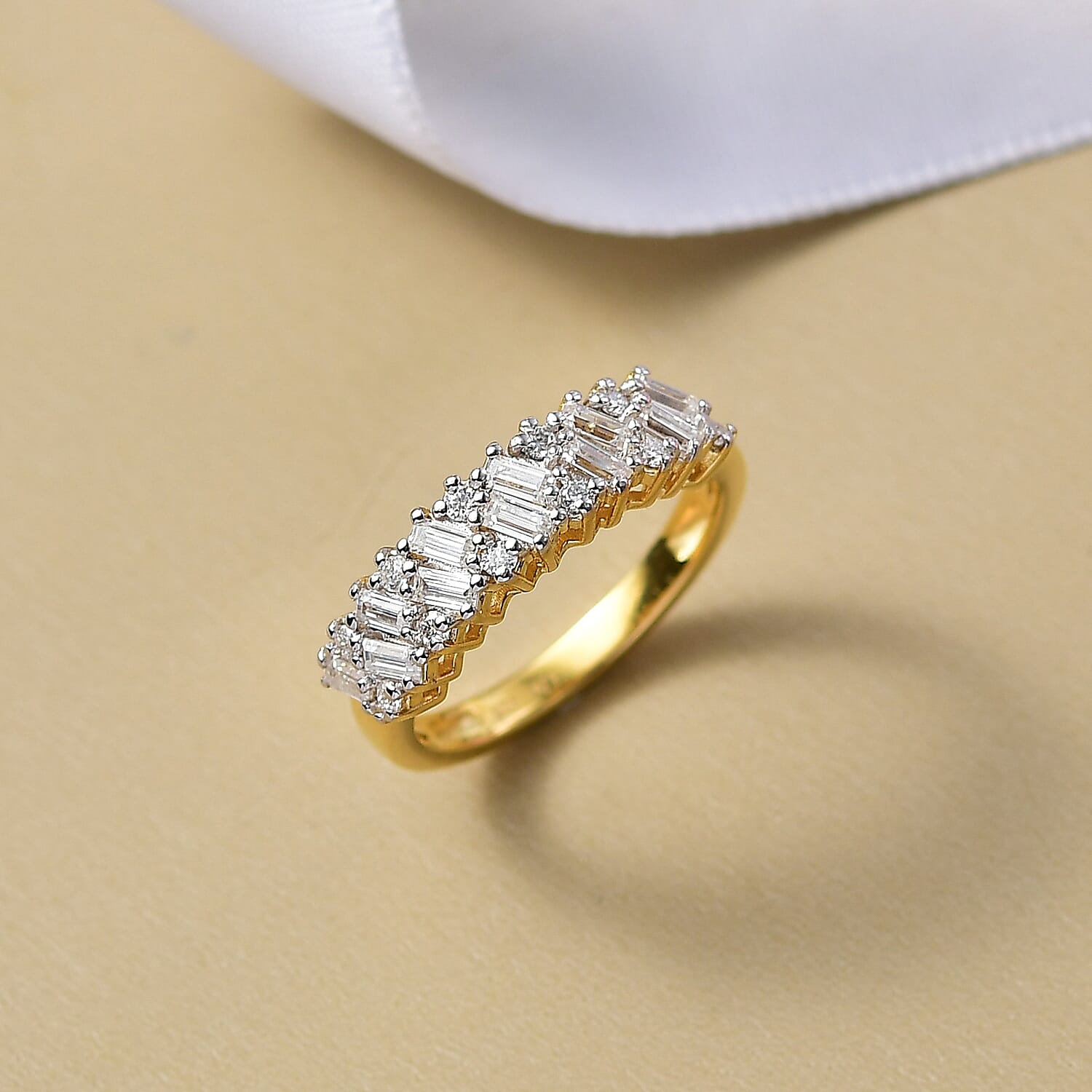 D'Joy Firecracker Moissanite Ring in 14K Yellow Gold Plated Sterling Silver