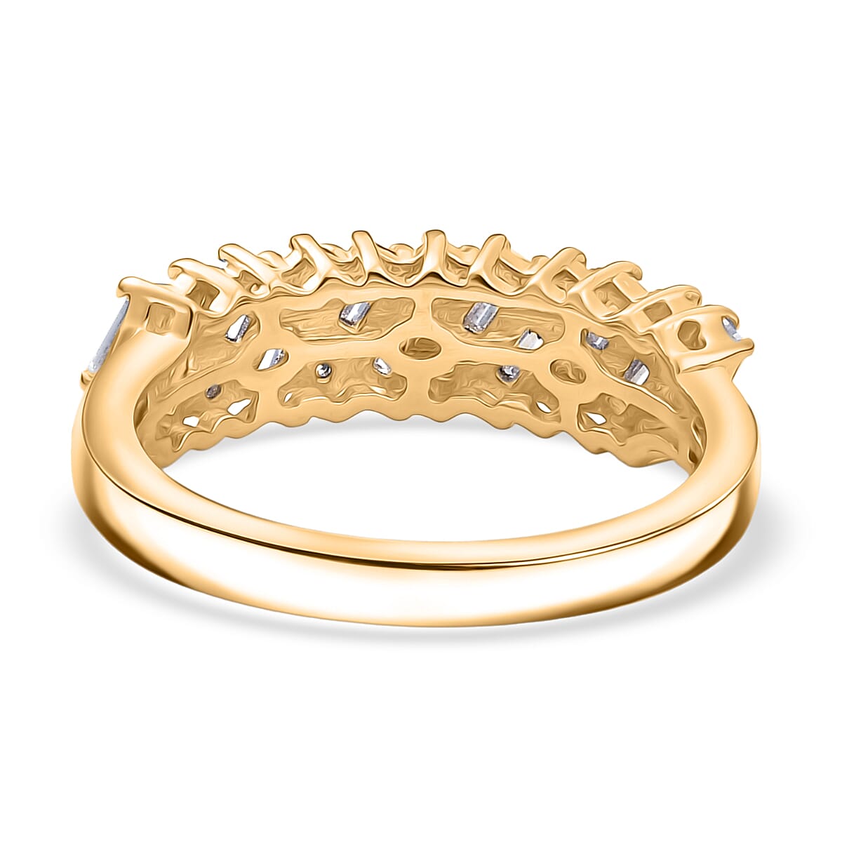 D'Joy Firecracker Moissanite Ring in 14K Yellow Gold Plated Sterling Silver