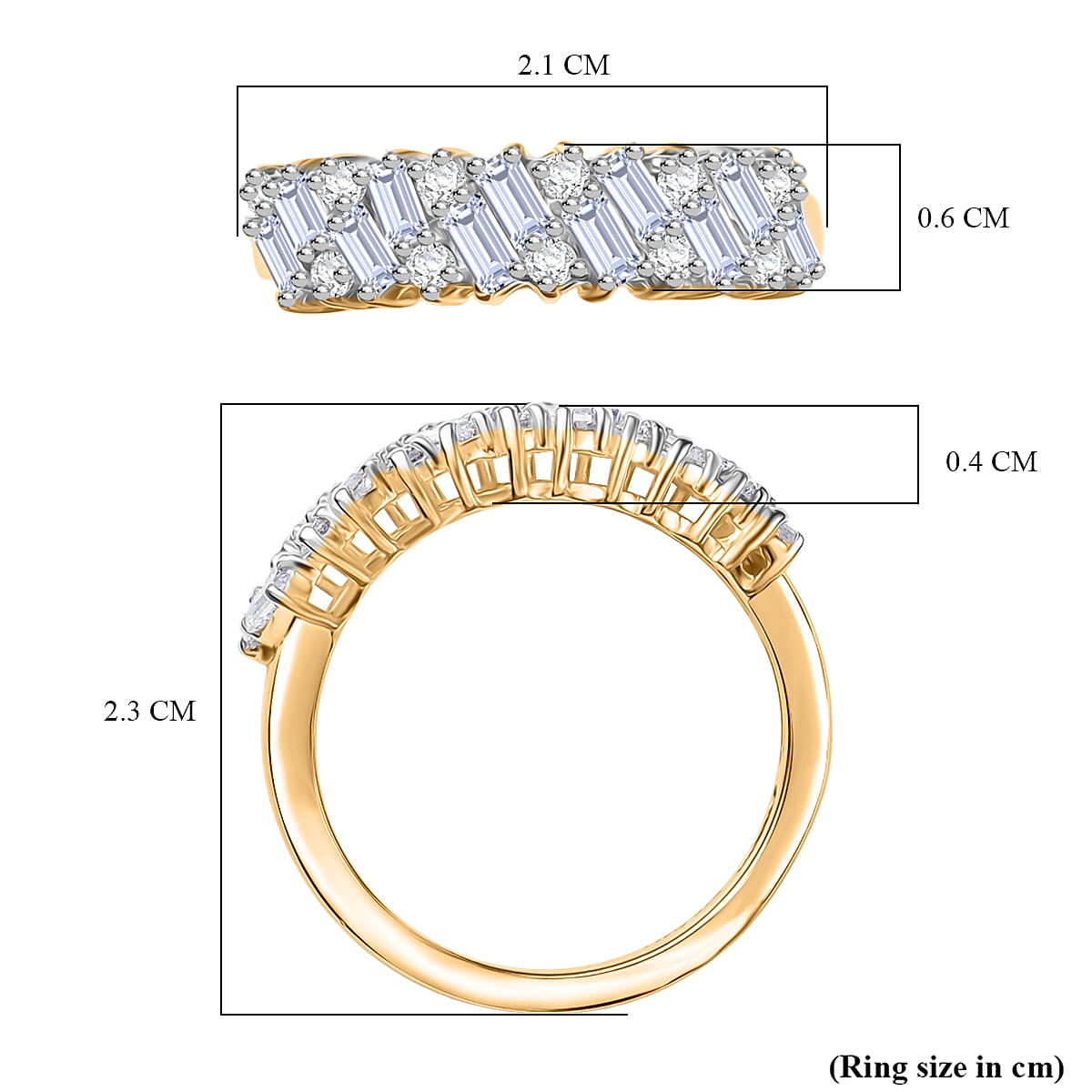 D'Joy Firecracker Moissanite Ring in 14K Yellow Gold Plated Sterling Silver