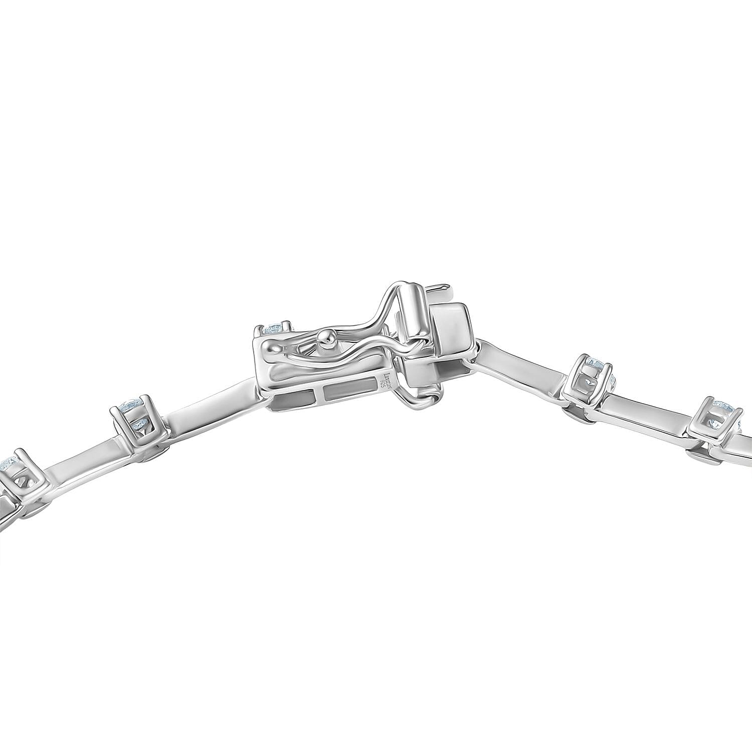 Luxuriant Lab Grown Diamond (SI-GH) Station Bracelet (Size 7.5) with GB Lock Box in Rhodium Overlay Sterling Silver 0.99 Ct, Silver Wt. 5.68 Gms.