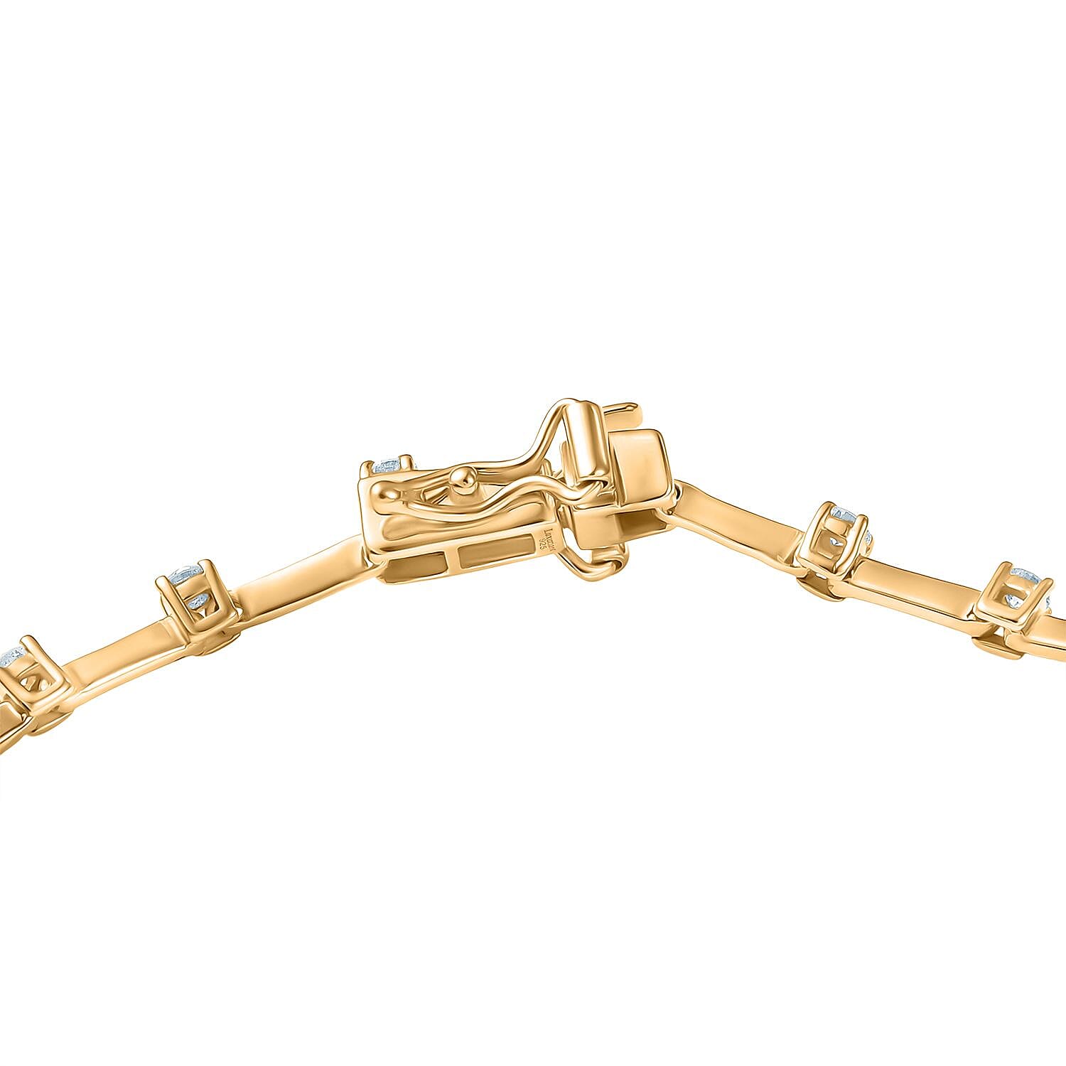 Luxuriant Lab Grown Diamond (SI-GH) Station Bracelet (Size 7.5) with GB Lock Box in 18K Vermeil Yellow Gold Plated Sterling Silver 1.02 Ct, Silver Wt. 5.62 Gms.