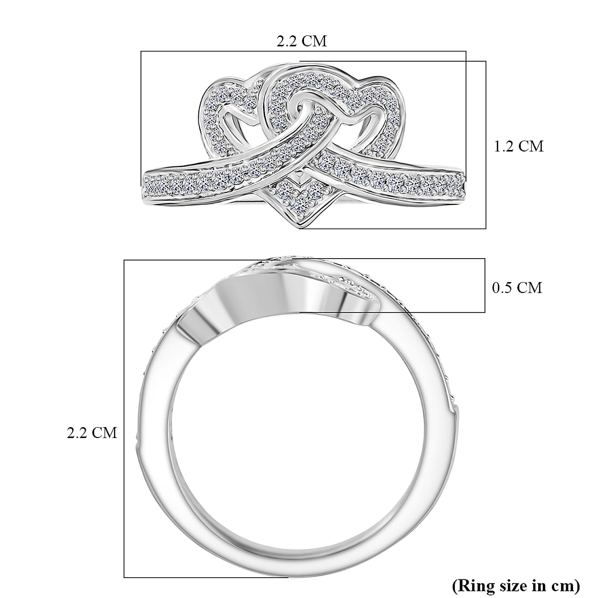 LUXURIANT 0.33 Ct. Lab Grown Diamond Intertwined Hearts Ring